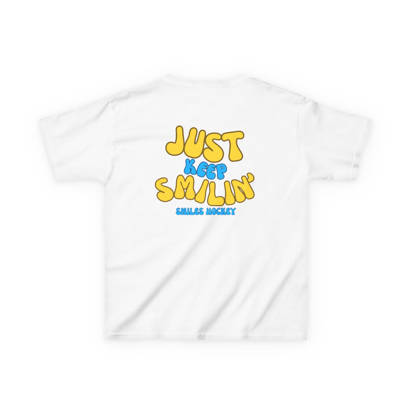 (5) Youth - Smiles Hockey Curvy Text Heavy Cotton™ Tee