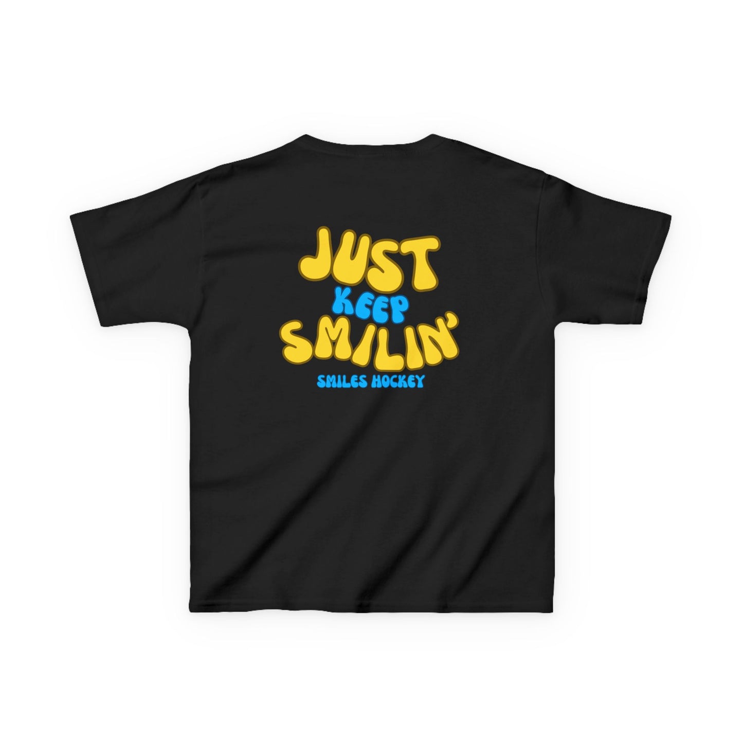 (5) Youth - Smiles Hockey Curvy Text Heavy Cotton™ Tee