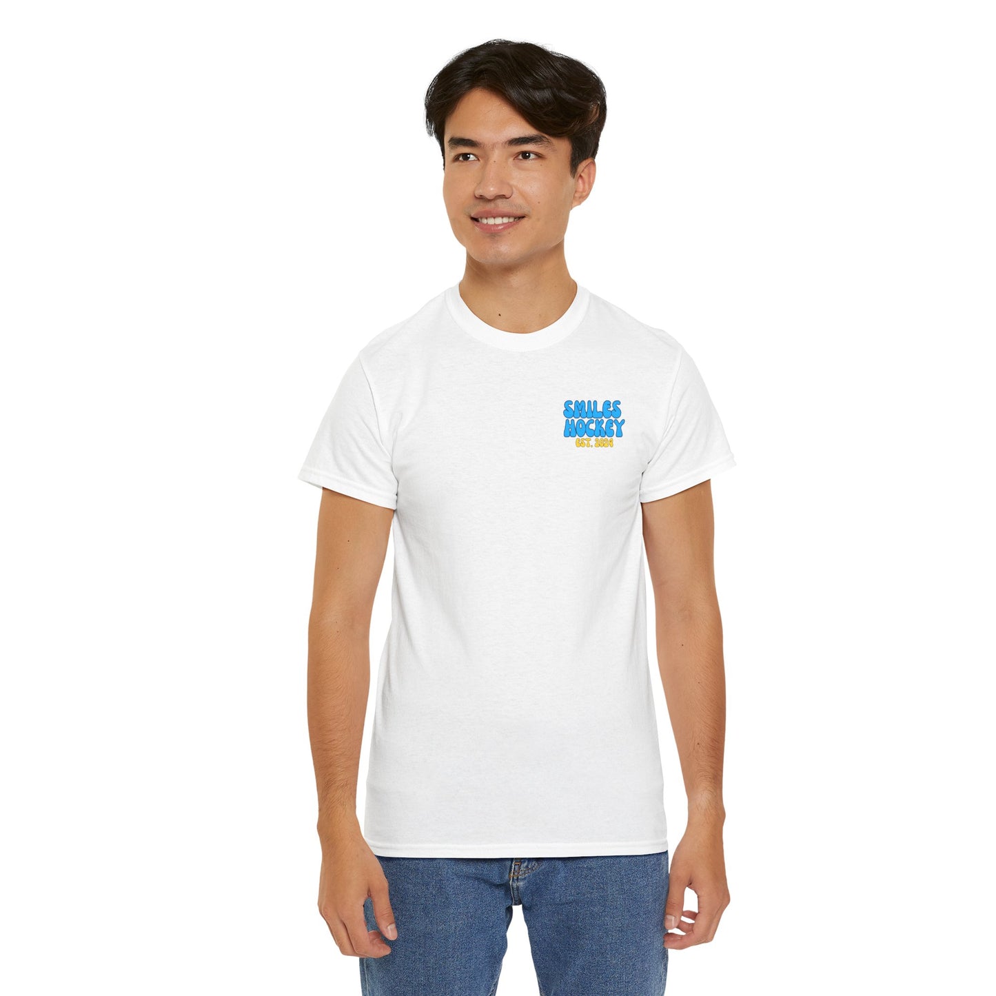 (1) Adult - Smiles Hockey Curvy Text Tee