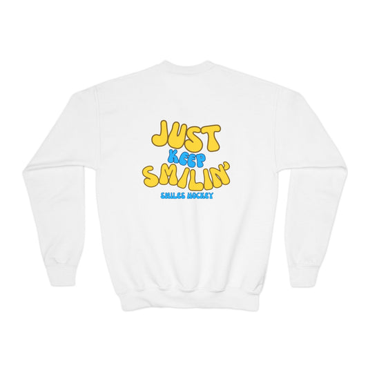 (6) Youth - Smiles Hockey Curvy Text Crewneck Sweatshirt