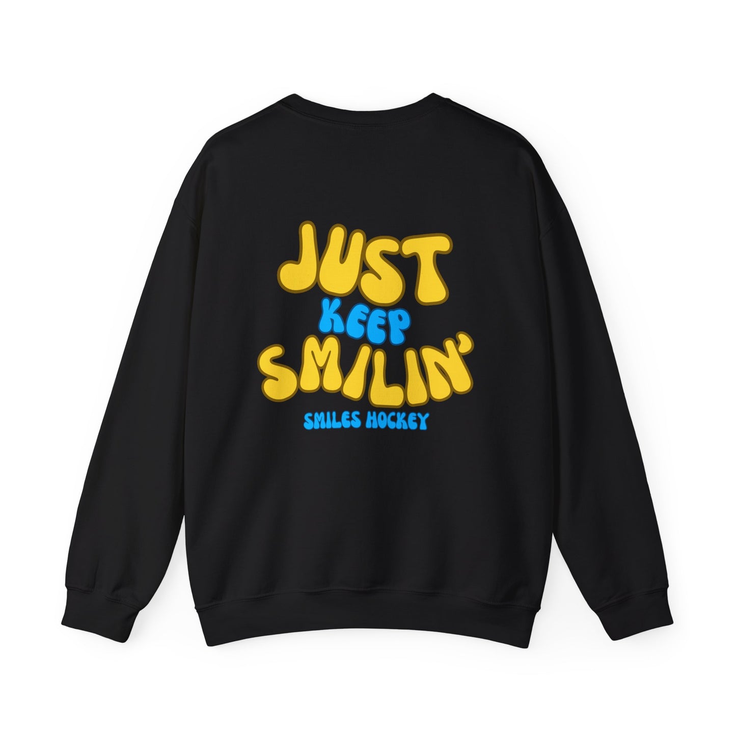 (1) Adult - Smiles Hockey Curvy Text Crewneck Sweatshirt