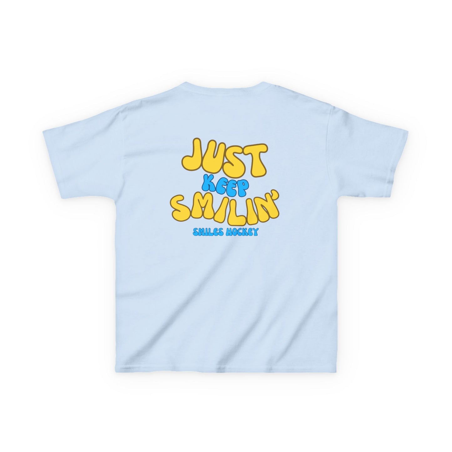 (5) Youth - Smiles Hockey Curvy Text Heavy Cotton™ Tee