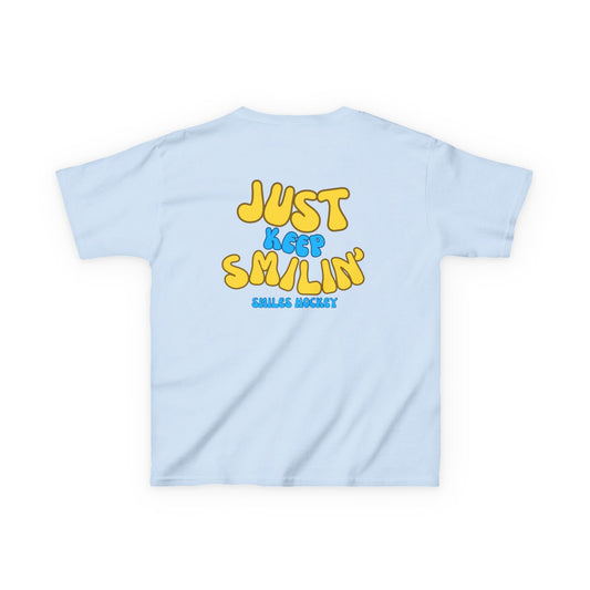 (5) Youth - Smiles Hockey Curvy Text Heavy Cotton™ Tee