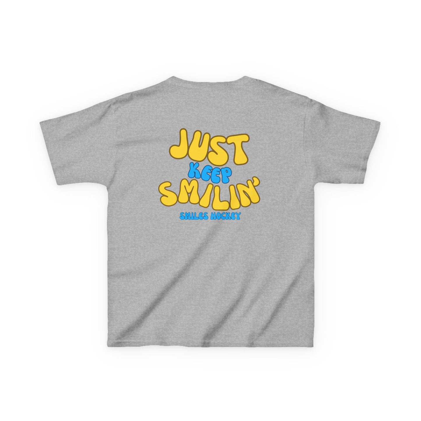 (5) Youth - Smiles Hockey Curvy Text Heavy Cotton™ Tee