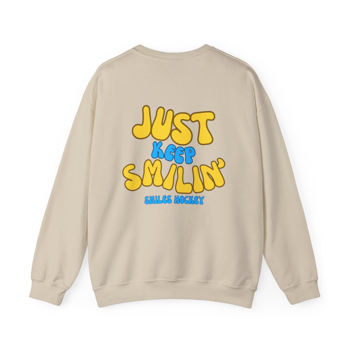 (1) Adult - Smiles Hockey Curvy Text Crewneck Sweatshirt