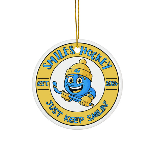 (8) Smiles Hockey Ceramic Ornament, 4 Shapes