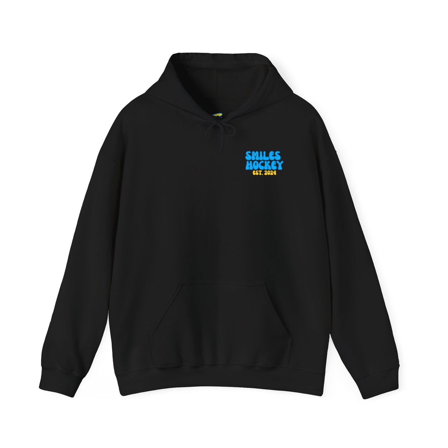 (1) Adult - Smiles Hockey Curvy Text Hooded Sweatshirt