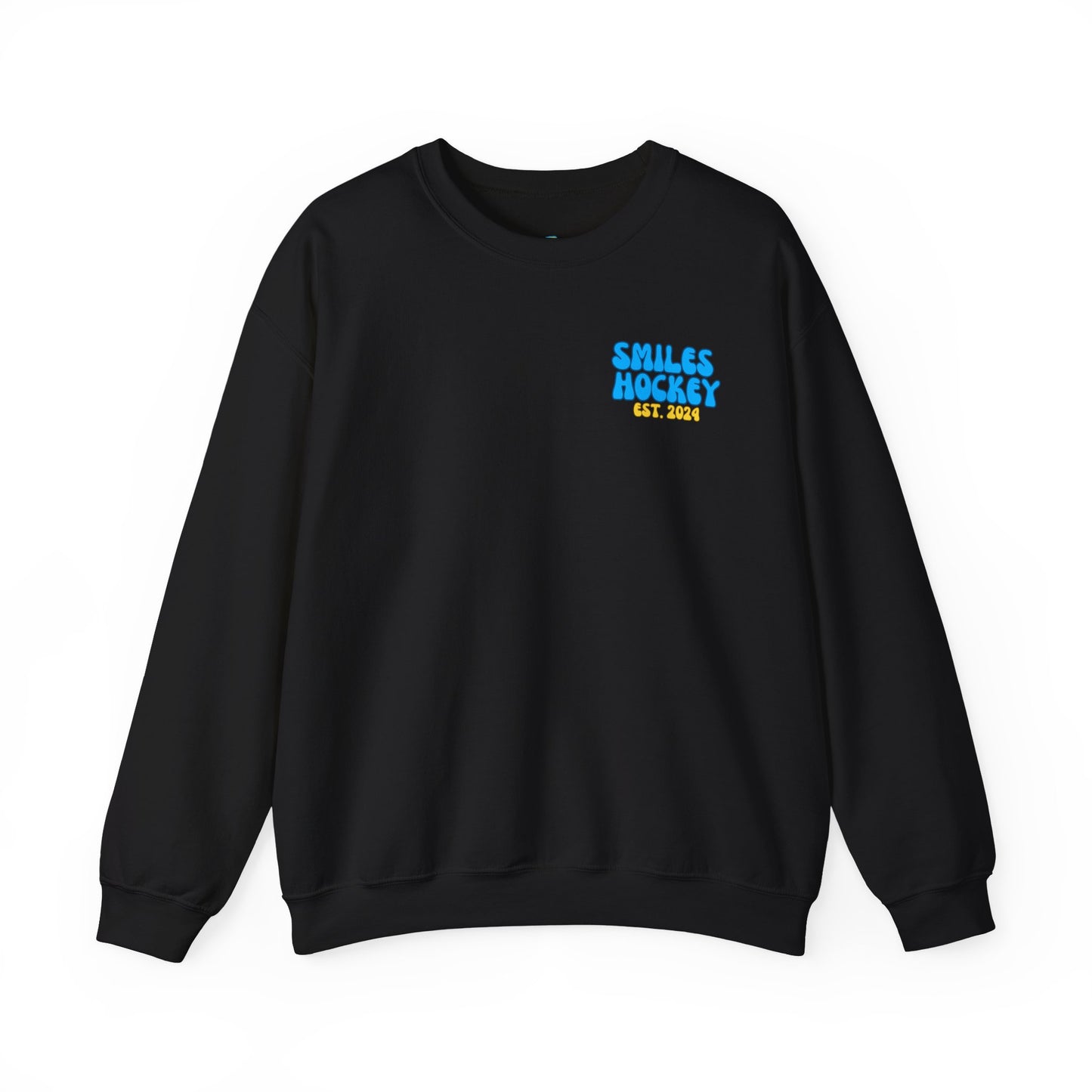 (1) Adult - Smiles Hockey Curvy Text Crewneck Sweatshirt