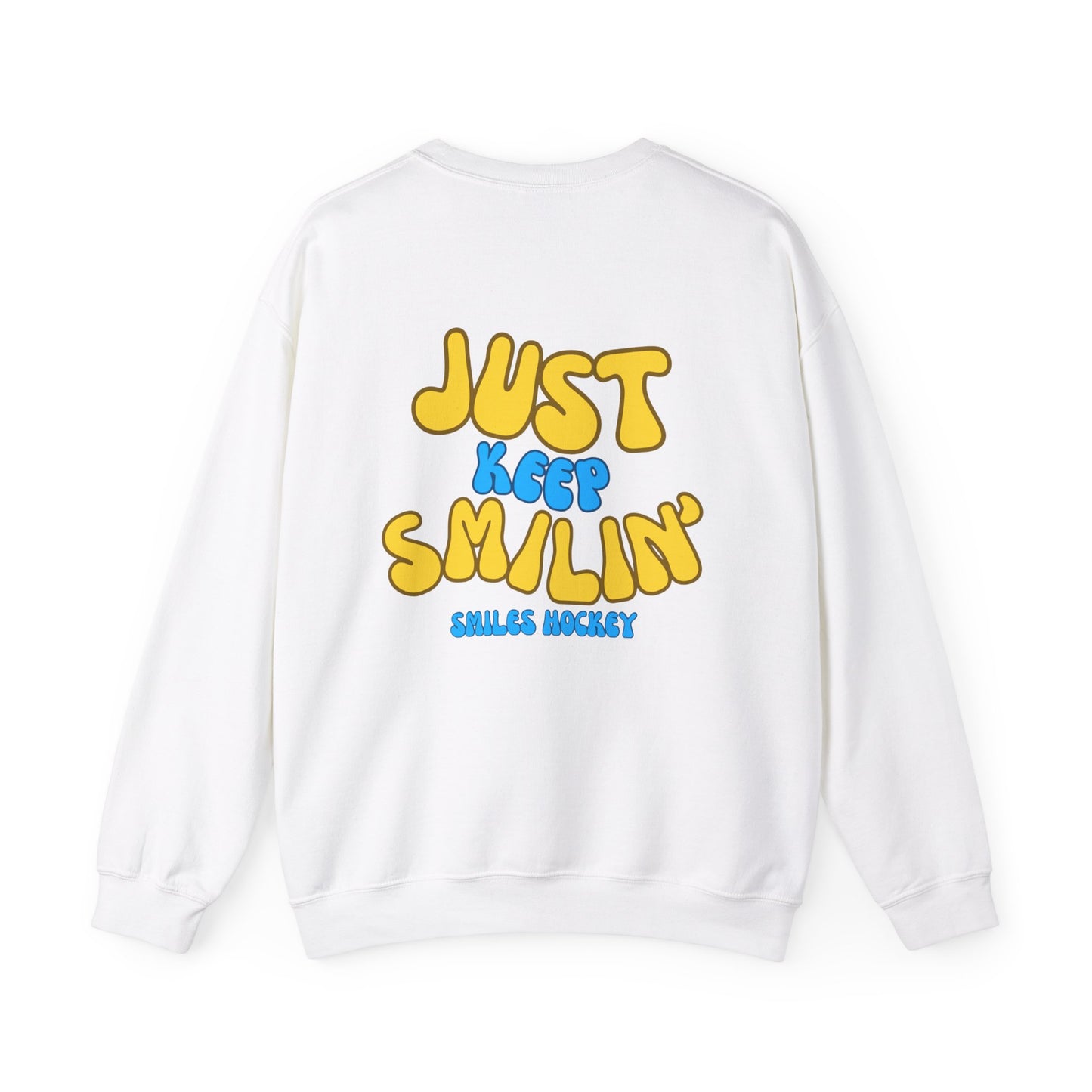 (1) Adult - Smiles Hockey Curvy Text Crewneck Sweatshirt