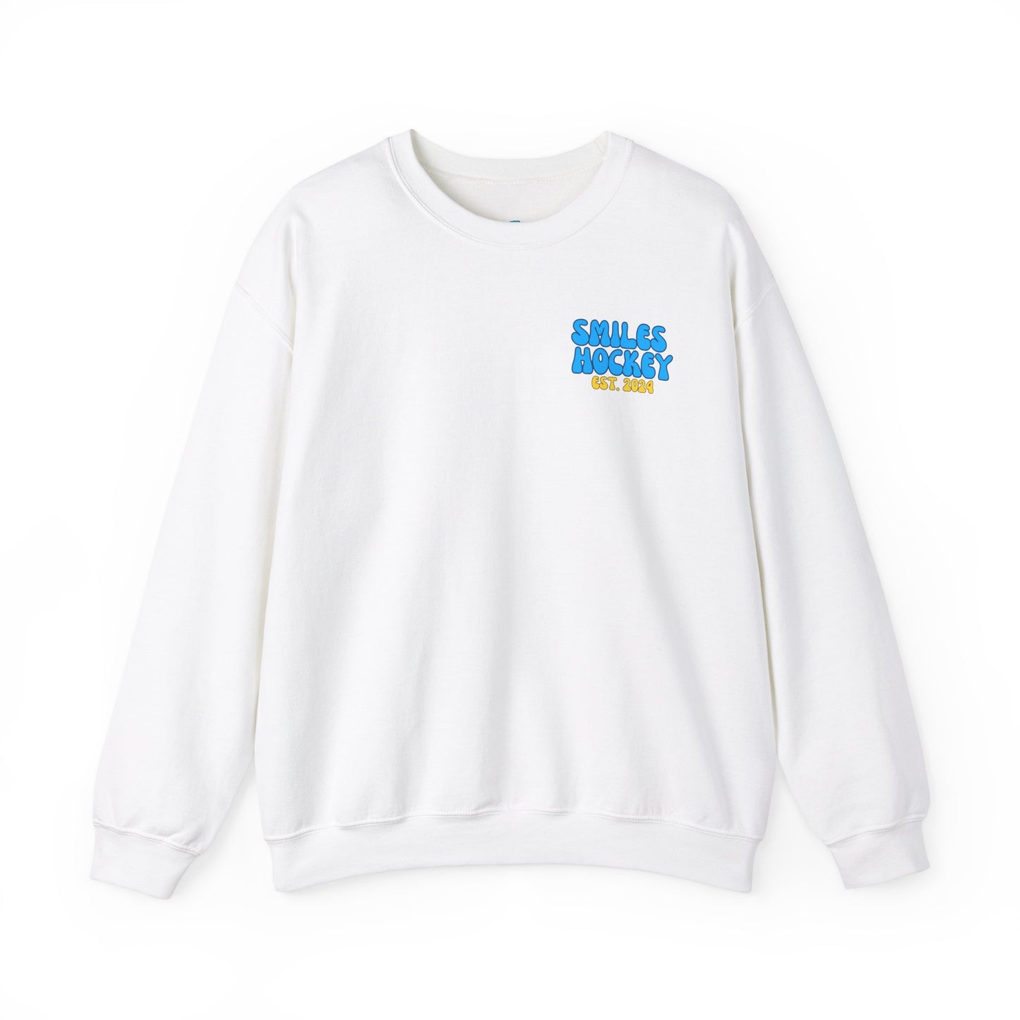 (1) Adult - Smiles Hockey Curvy Text Crewneck Sweatshirt