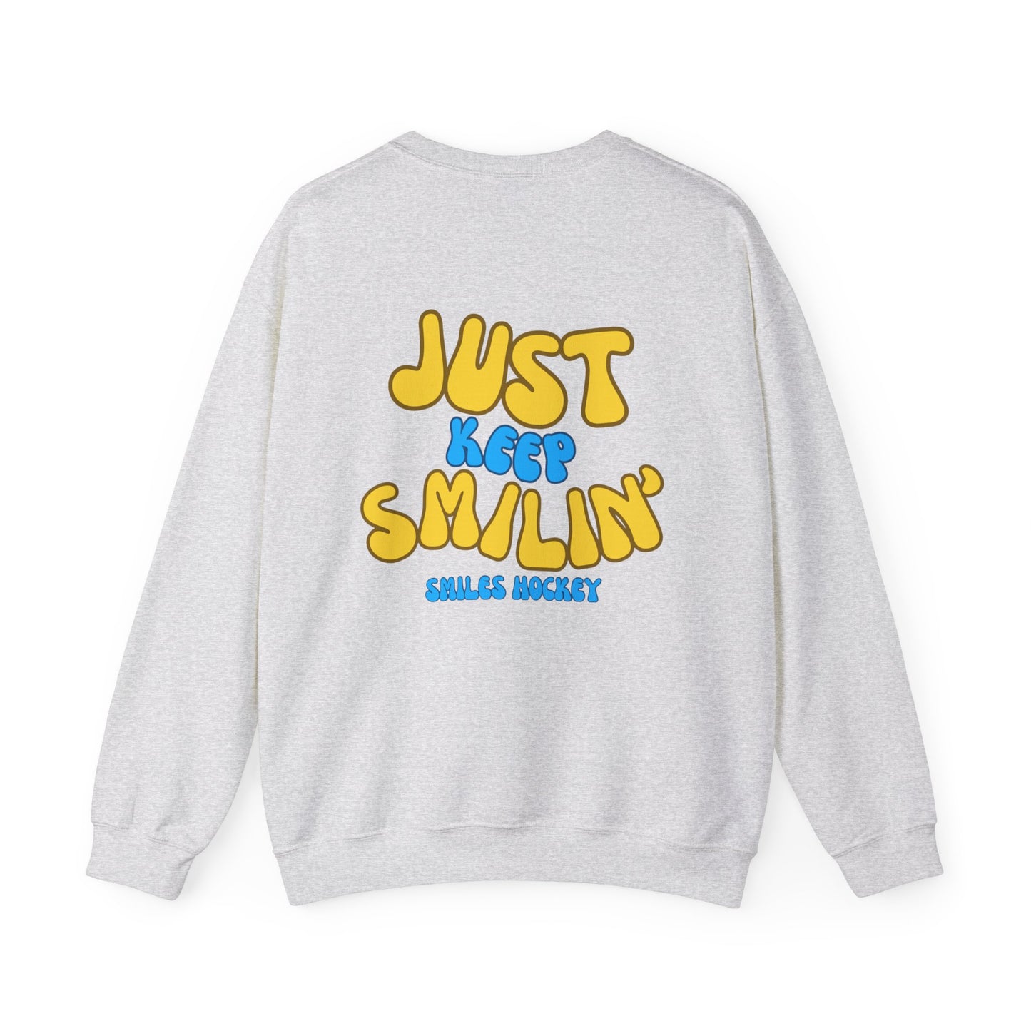 (1) Adult - Smiles Hockey Curvy Text Crewneck Sweatshirt